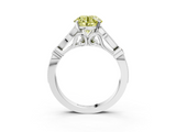 White gold Fancy Yellow Round  Cut Diamond with Milgrain Marquise and Bezel Accents on a Solitaire Band with Prong Setting_3