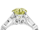 White gold Fancy Yellow Round  Cut Diamond with Milgrain Marquise and Bezel Accents on a Solitaire Band with Prong Setting_4