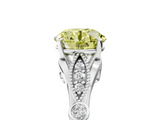 White gold Fancy Yellow Round  Cut Diamond with Milgrain Marquise and Bezel Accents on a Solitaire Band with Prong Setting_5