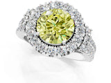 White gold Fancy Yellow Round  Cut Double Halo Diamond Engagement Ring with Pave Band and Four-Prong Setting_38