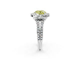 White gold Fancy Yellow Round  Cut Double Halo Diamond Engagement Ring with Pave Band and Four-Prong Setting_39