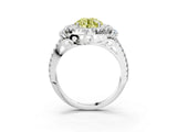 White gold Fancy Yellow Round  Cut Double Halo Diamond Engagement Ring with Pave Band and Four-Prong Setting_41