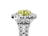 White gold Fancy Yellow Round  Cut Double Halo Diamond Engagement Ring with Pave Band and Four-Prong Setting_42