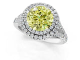 White gold Fancy Yellow Round  Cut Double Halo Split Shank Diamond Ring with Prong Setting_47
