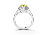 White gold Fancy Yellow Round  Cut Double Halo Split Shank Diamond Ring with Prong Setting_52