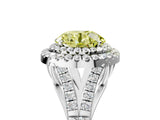 White gold Fancy Yellow Round  Cut Double Halo Split Shank Diamond Ring with Prong Setting_54