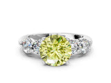 White gold Fancy Yellow Round  Cut Five-Stone Prong Set Diamond Ring with Classic Band_47