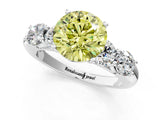 White gold Fancy Yellow Round  Cut Five-Stone Prong Set Diamond Ring with Classic Band_48