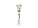 White gold Fancy Yellow Round  Cut Five-Stone Prong Set Diamond Ring with Classic Band_49