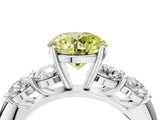 White gold Fancy Yellow Round  Cut Five-Stone Prong Set Diamond Ring with Classic Band_51