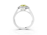 White gold Fancy Yellow Round Cut Halo Bezel Diamond Pave Band Ring_3