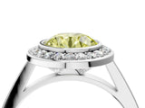 White gold Fancy Yellow Round Cut Halo Bezel Diamond Pave Band Ring_4