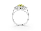 White gold Fancy Yellow Round Cut Halo Cluster Diamond Ring with Pave Band and Four-Prong Setting_15