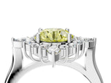 White gold Fancy Yellow Round Cut Halo Diamond Cluster Ring with Marquise and Round Stones on a White Gold Band with Prong Setting_4