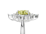 White gold Fancy Yellow Round Cut Halo Diamond Cluster Ring with Marquise and Round Stones on a White Gold Band with Prong Setting_5