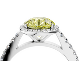 White gold Fancy Yellow Round  Cut Halo Diamond Engagement Ring with Pave Band and Four-Prong Setting_4