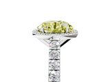 White gold Fancy Yellow Round  Cut Halo Diamond Engagement Ring with Pave Band and Four-Prong Setting_5