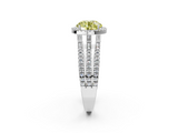 White gold Fancy Yellow Round  Cut Halo Diamond Engagement Ring with Split Shank and Four-Prong Setting_2