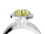 White gold Fancy Yellow Round  Cut Halo Diamond Engagement Ring with Split Shank and Four-Prong Setting_4