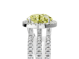 White gold Fancy Yellow Round  Cut Halo Diamond Engagement Ring with Split Shank and Four-Prong Setting_5