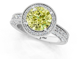White gold Fancy Yellow Round  Cut Halo Diamond Pave Band Ring with Four-Prong Setting_1