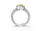 White gold Fancy Yellow Round  Cut Halo Diamond Pave Band Ring with Four-Prong Setting_3