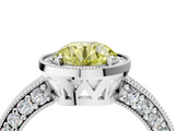 White gold Fancy Yellow Round  Cut Halo Diamond Pave Band Ring with Four-Prong Setting_4