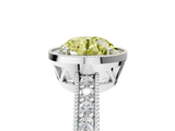 White gold Fancy Yellow Round  Cut Halo Diamond Pave Band Ring with Four-Prong Setting_5