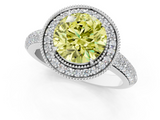 White gold Fancy Yellow Round  Cut Halo Diamond Pave Band with Four-Prong Setting_1