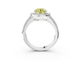 White gold Fancy Yellow Round  Cut Halo Diamond Pave Band with Four-Prong Setting_3