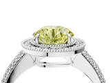 White gold Fancy Yellow Round  Cut Halo Diamond Pave Band with Four-Prong Setting_4