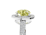 White gold Fancy Yellow Round  Cut Halo Diamond Pave Band with Four-Prong Setting_5