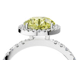 White gold Fancy Yellow Round Cut Halo Diamond Pave Band with Prong Setting_16