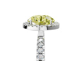 White gold Fancy Yellow Round Cut Halo Diamond Pave Band with Prong Setting_17
