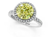 White gold Fancy Yellow Round Cut Halo Diamond Pave Band with Prong Setting_19