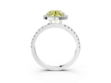 White gold Fancy Yellow Round Cut Halo Diamond Pave Band with Prong Setting_21