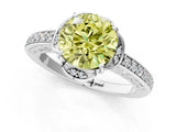 White gold Fancy Yellow Round  Cut Halo Diamond Ring with Channel Set Band and Four-Prong Setting_31