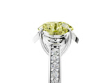 White gold Fancy Yellow Round  Cut Halo Diamond Ring with Channel Set Band and Four-Prong Setting_34