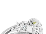 White gold Fancy Yellow Round Cut Halo Diamond Ring with Milgrain and Bezel Accents on a Split Shank Band_12