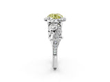 White gold Fancy Yellow Round Cut Halo Diamond Ring with Milgrain and Bezel Accents on a Split Shank Band_14