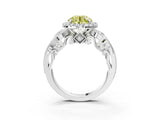 White gold Fancy Yellow Round Cut Halo Diamond Ring with Milgrain and Bezel Accents on a Split Shank Band_15