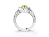 White gold Fancy Yellow Round  Cut Halo Diamond Ring with Pavé Band and Four-Prong Setting_43