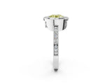 White gold Fancy Yellow Round  Cut Halo Diamond Ring with Pavé Band and Milgrain Prong Setting_58