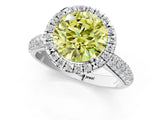 White gold Fancy Yellow Round Cut Halo Diamond Ring with Pavé Band_25