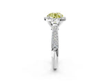 White gold Fancy Yellow Round Cut Halo Diamond Ring with Pavé Band_26