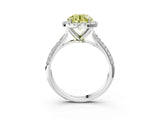 White gold Fancy Yellow Round Cut Halo Diamond Ring with Pavé Band_27