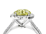 White gold Fancy Yellow Round Cut Halo Diamond Ring with Pavé Band_28