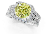 White gold Fancy Yellow Round Cut Halo Diamond Ring with Round  Split Shank and Prong Setting_59