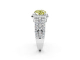 White gold Fancy Yellow Round Cut Halo Diamond Ring with Round  Split Shank and Prong Setting_60