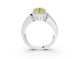 White gold Fancy Yellow Round Cut Halo Diamond Ring with Round  Split Shank and Prong Setting_61
